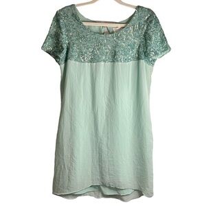 Dress the Population Aqua Mint Green Sequin Mini Dress Women’s Size Large‎